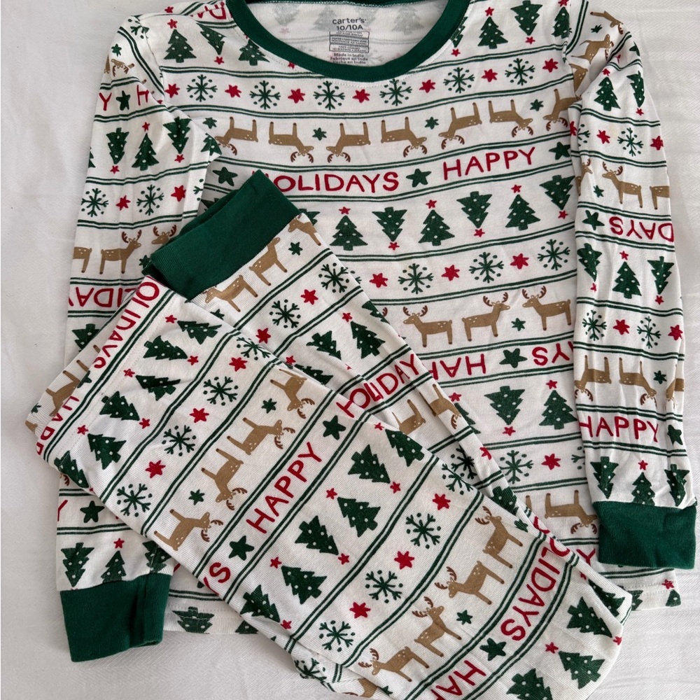Carter's Holiday Kids Pajama Set - Green, Red, and White
